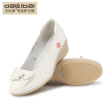 white genuine leather nurse shoes for women